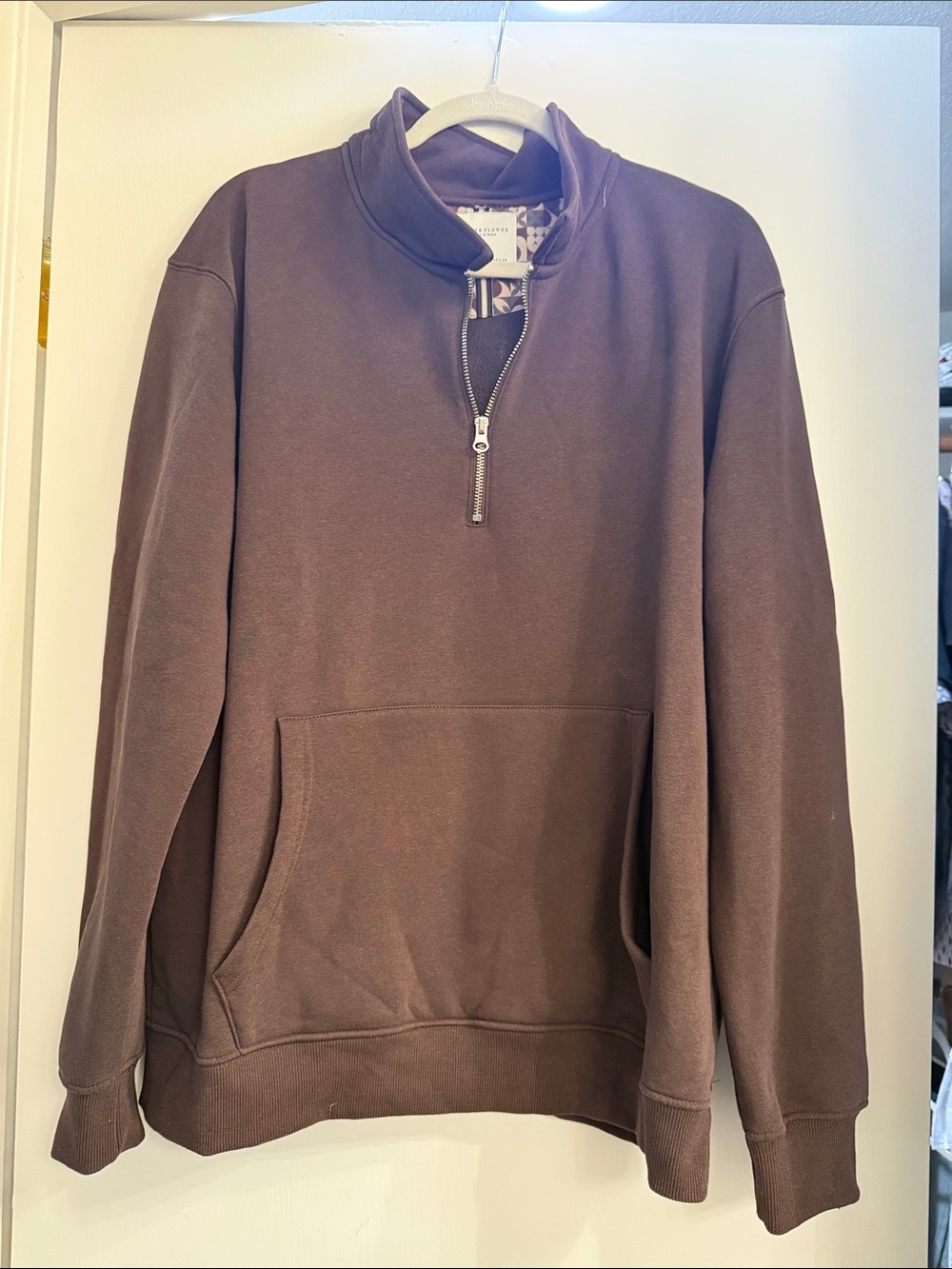 Denim & Flower Men's Zip-Up Pullover Sweater - Brown